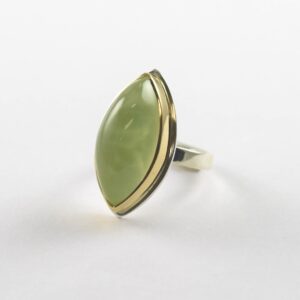 24.60ct Prehnite in Sterling Silver 14ky Gold Ring