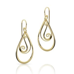 14k Gold Medium Swirl Teardrop Earrings A-8