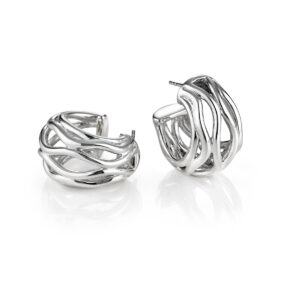 Wavy Wire Hoop Earrings Sterling Silver