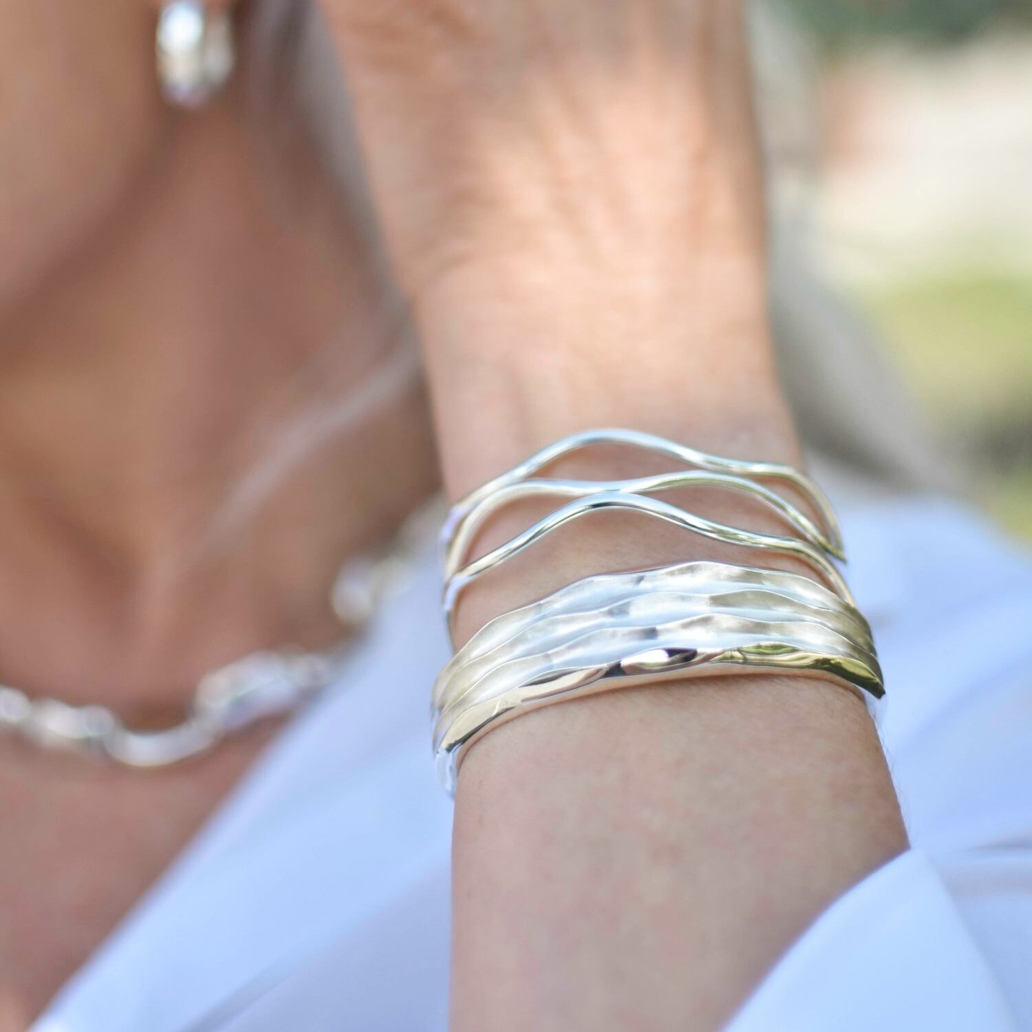 Zina "Triple Wave" Cuff Bracelet