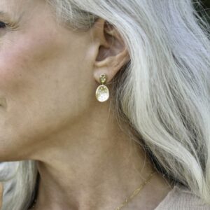 14k Yellow Gold Organic Round Diamond Earrings