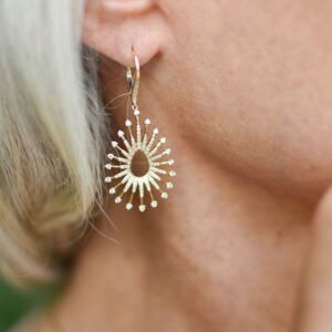 Diamond Starburst Earrings in 14k Yellow Gold