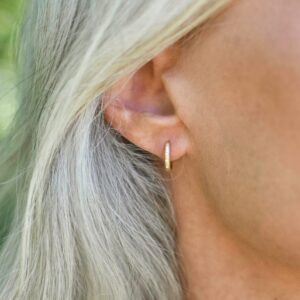 Brushed Gold Diamond Hoops