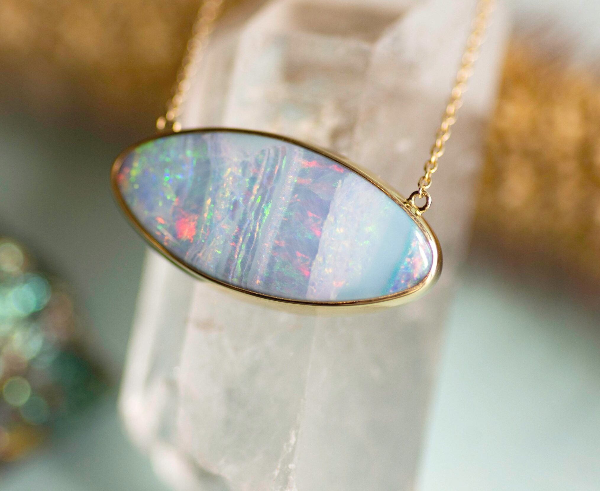 Large Silver Australian Opal Pendant on a Handwoven Chain | Bluestone  Jewelry | Tahoe City, CA
