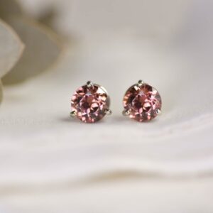 Rosy Zircon Stud Earrings