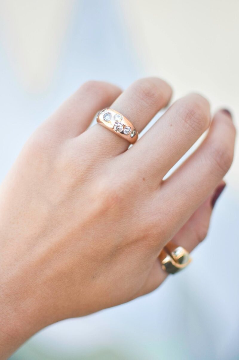 14k Rose Gold Ring with Champagne Diamonds