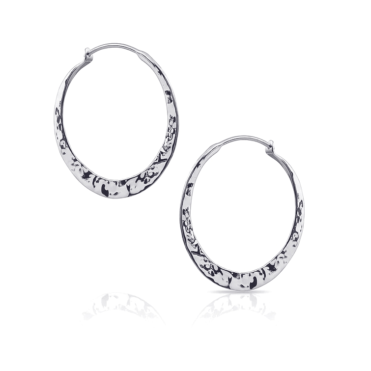 Hand-Forged 14K Yellow Gold Round Hoop Earrings- Dapped Finish E-1 DAP