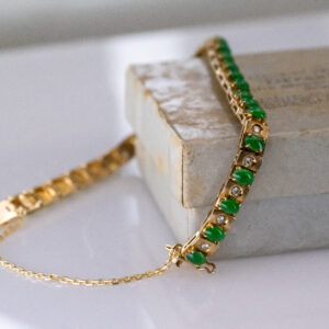 Ⓔ Antique Jade & Diamond Bracelet