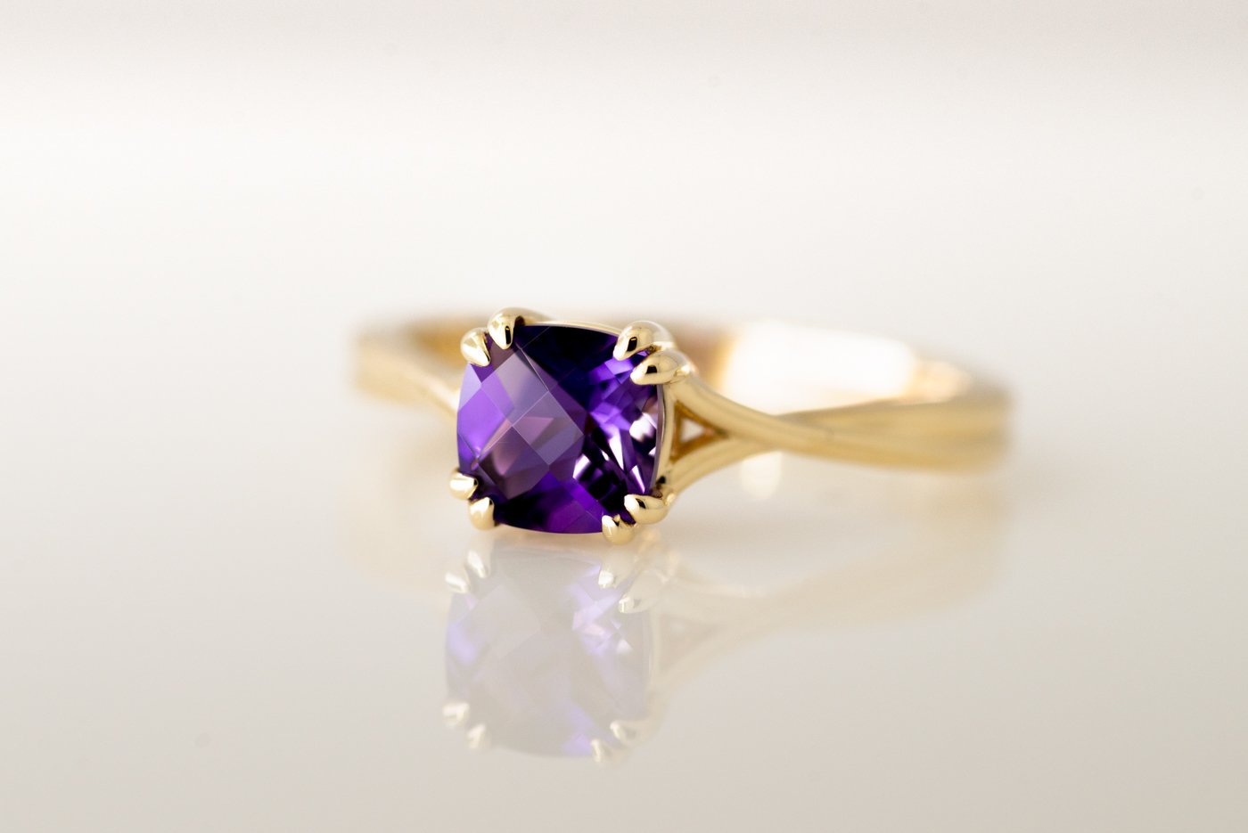 Buy 1.80ct Deep Purple Amethyst and Diamond Ring. 18K Yellow Gold Floral  Motif Ring. Online in India - Etsy