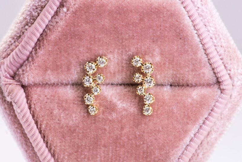 14k Yellow Gold Sprinkle Diamond Earrings