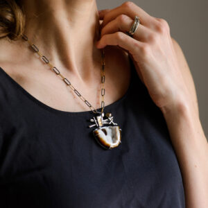 Mixed Metal Fresh Water Pearl and Agate Drusy Pendant