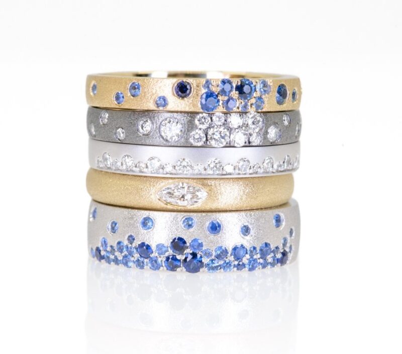 Blue Sapphire Confetti Ring