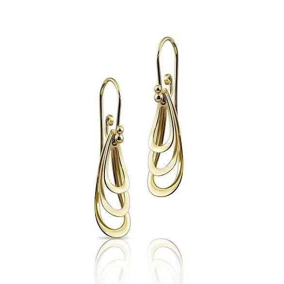 14ky 3-Tier Small Teardrop Gold Earrings