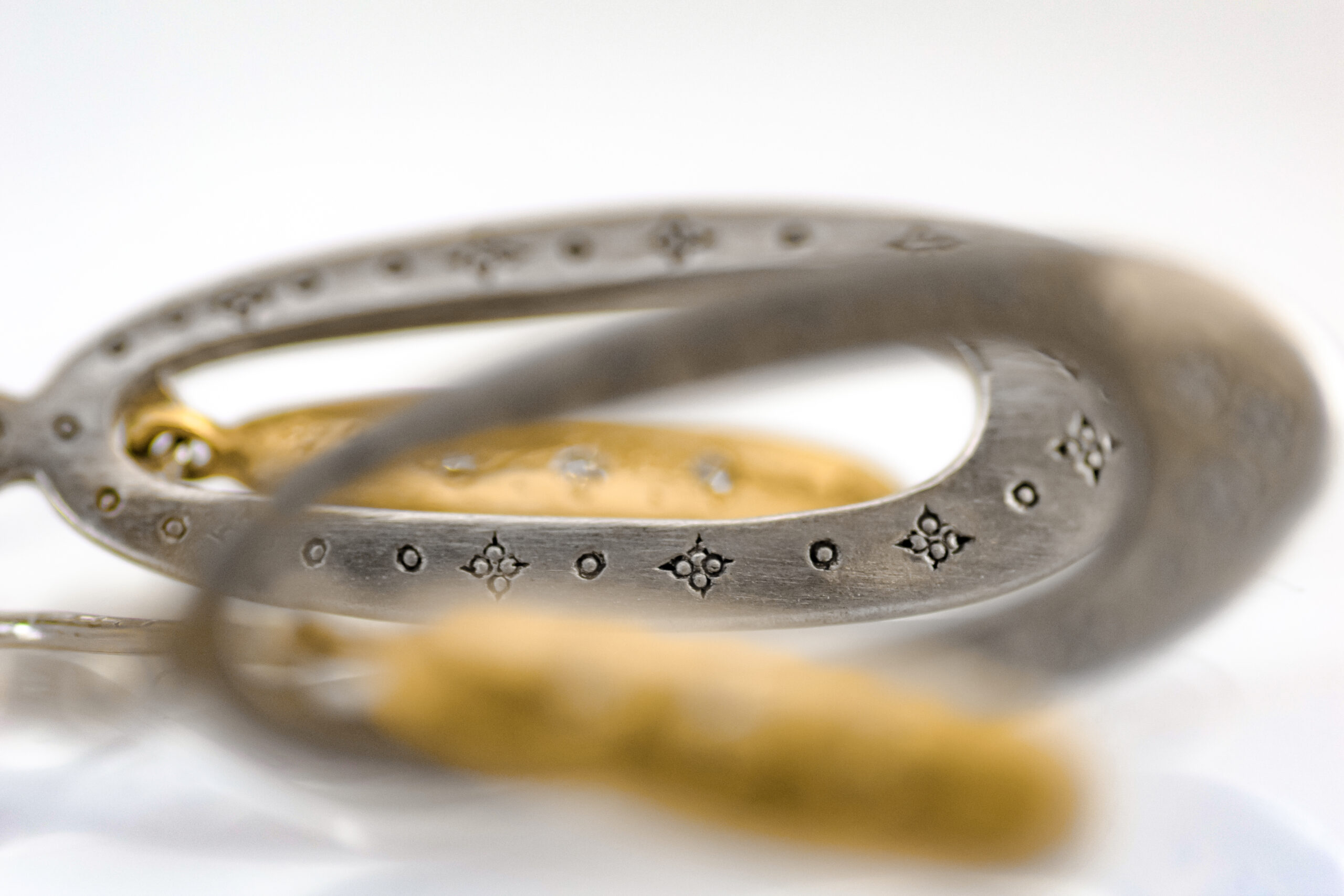 Mixed Metal "Shooting Star" Diamond Earrings - Image 4