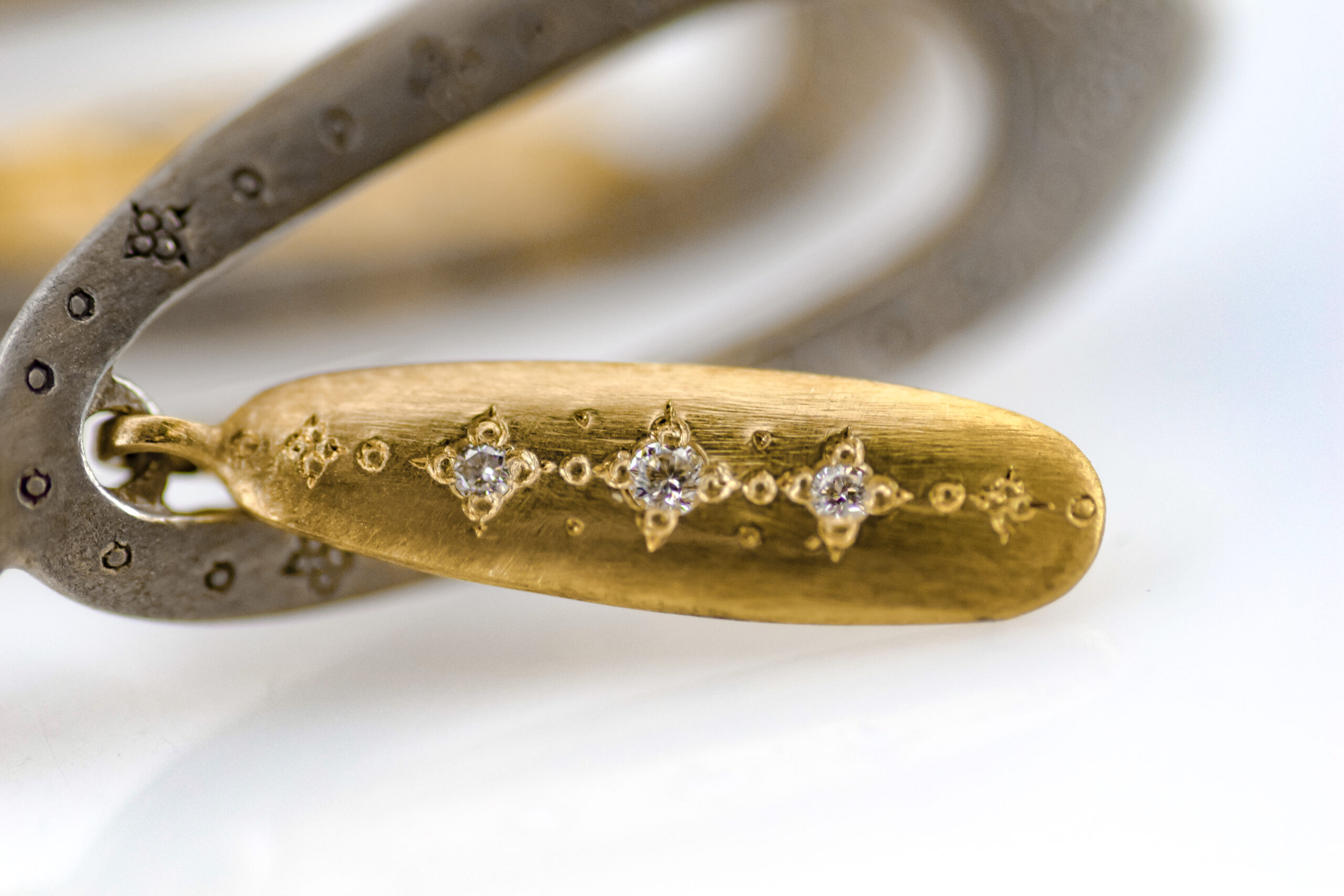 Mixed Metal "Shooting Star" Diamond Earrings - Image 3