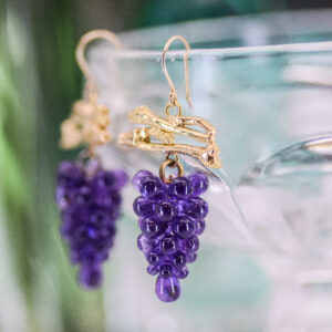 Amethyst Grape Cluster Twig Earrings