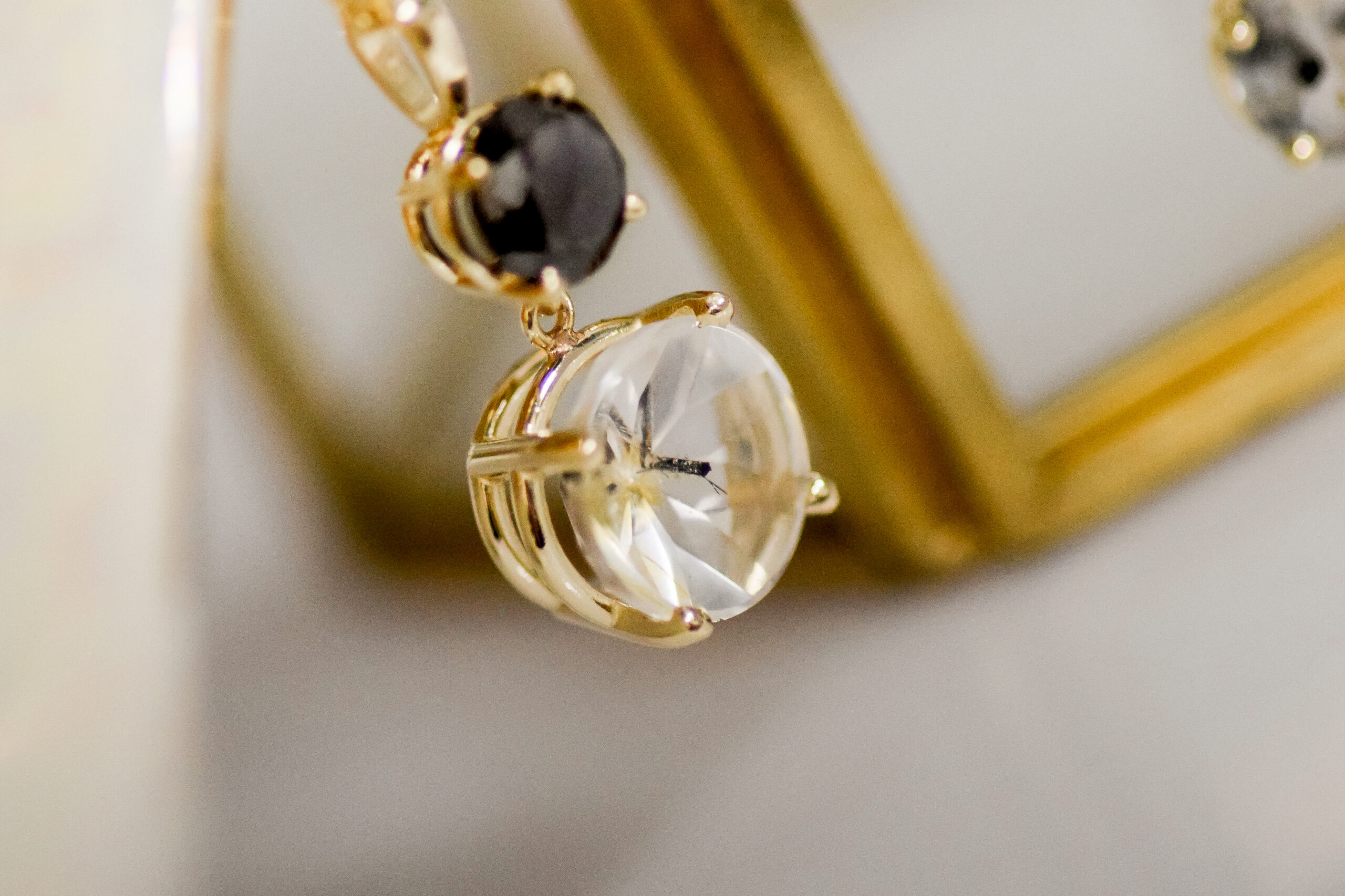 Black Diamond & Tourmaline Quartz Pendant