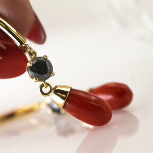 Black Diamond & Coral Earrings