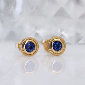 Blue Sapphire Milgrain Studs