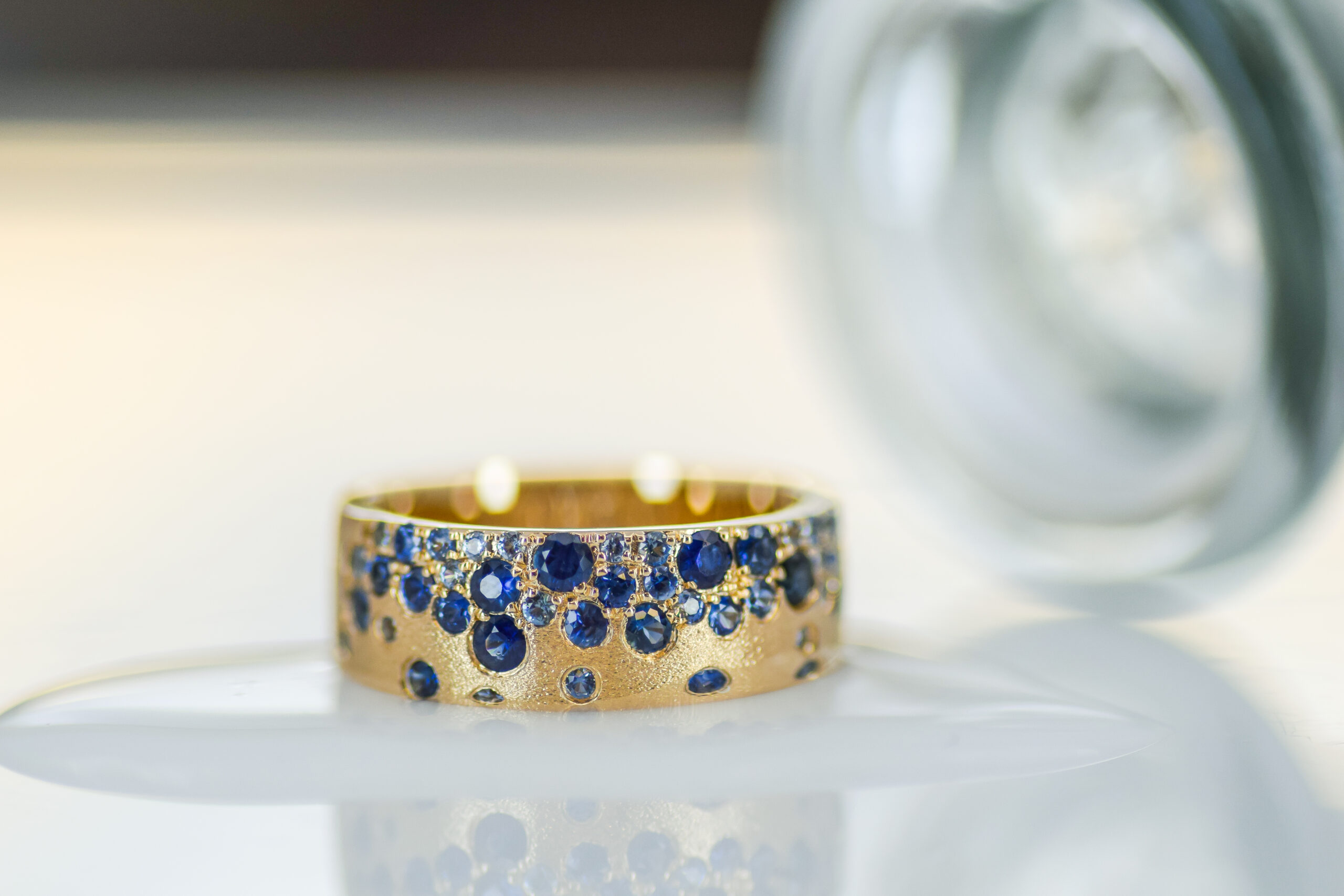 Blue Sapphire Satin Confetti Band