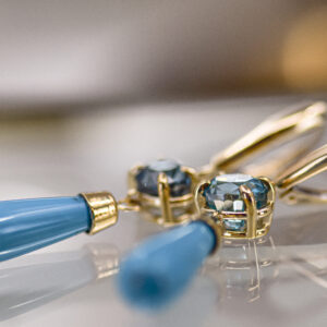 Persian Turquoise and Blue Zircon Earrings