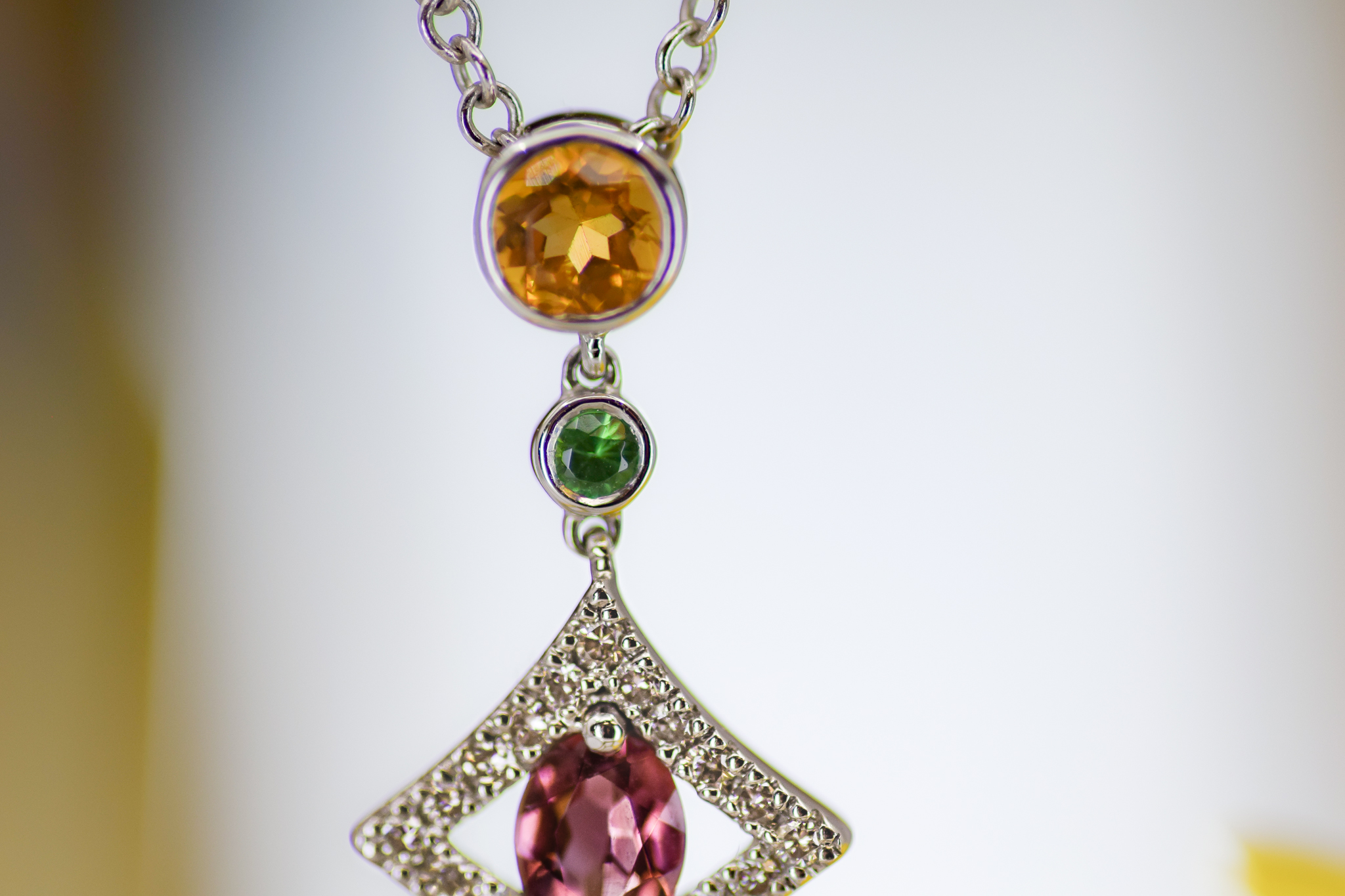 Ⓔ Precious Stone Trio Necklace - Image 3