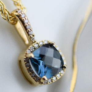 London Blue Topaz Checkerboard Pendant