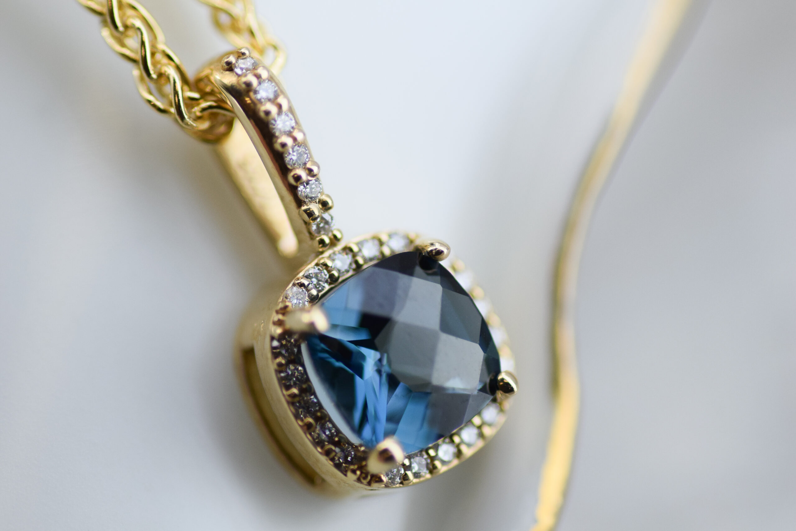 London Blue Topaz Checkerboard Pendant