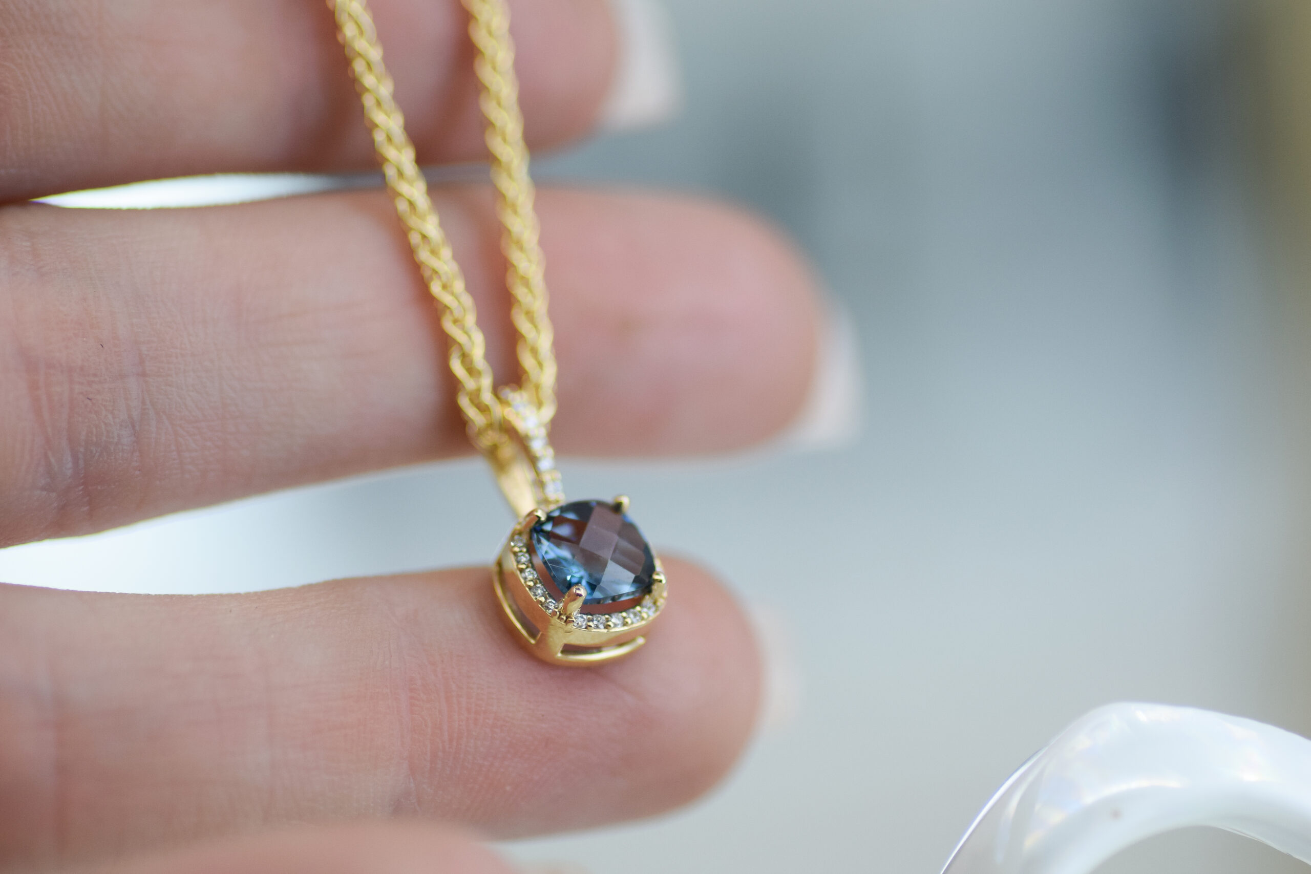 London Blue Topaz Checkerboard Pendant - Image 2