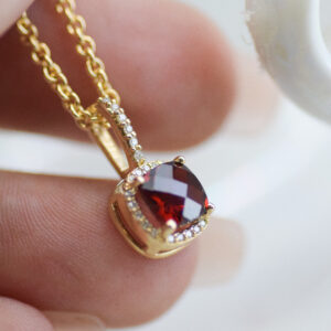 Almandine Garnet Checkerboard Pendant