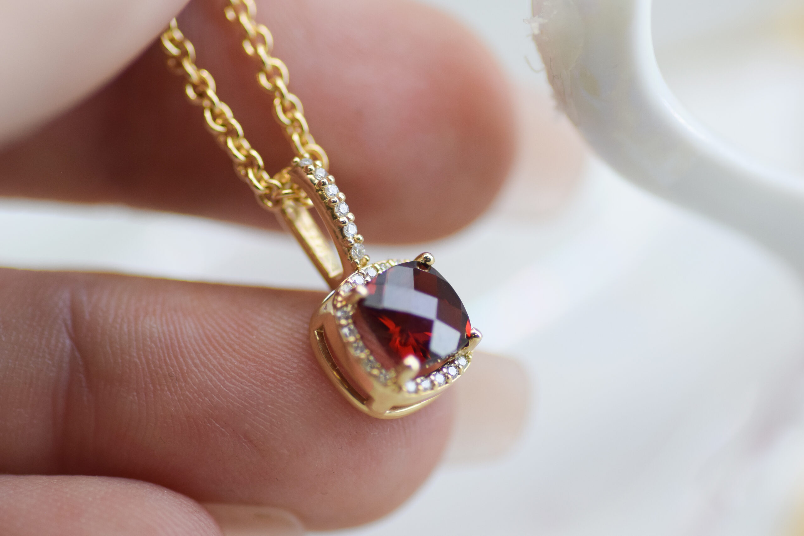 Almandine Garnet Checkerboard Pendant