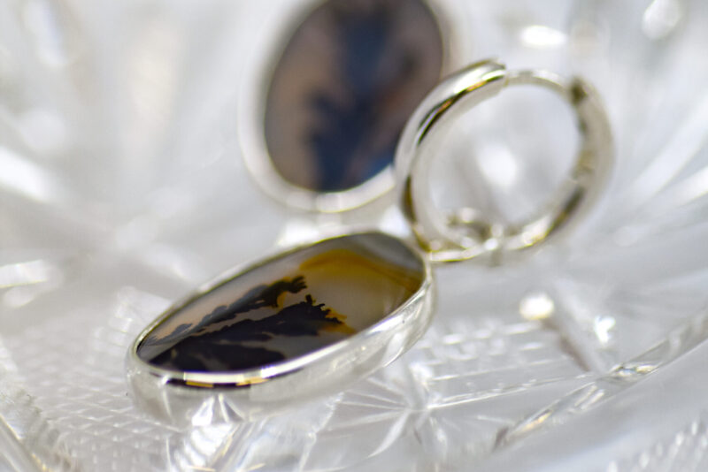 "Efflorescence" Dendritic Agate Earrings - Image 2