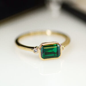 Bezel-Set Emerald & Diamond Ring