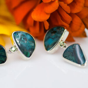 Chrysocolla and Demantoid Garnet Earrings