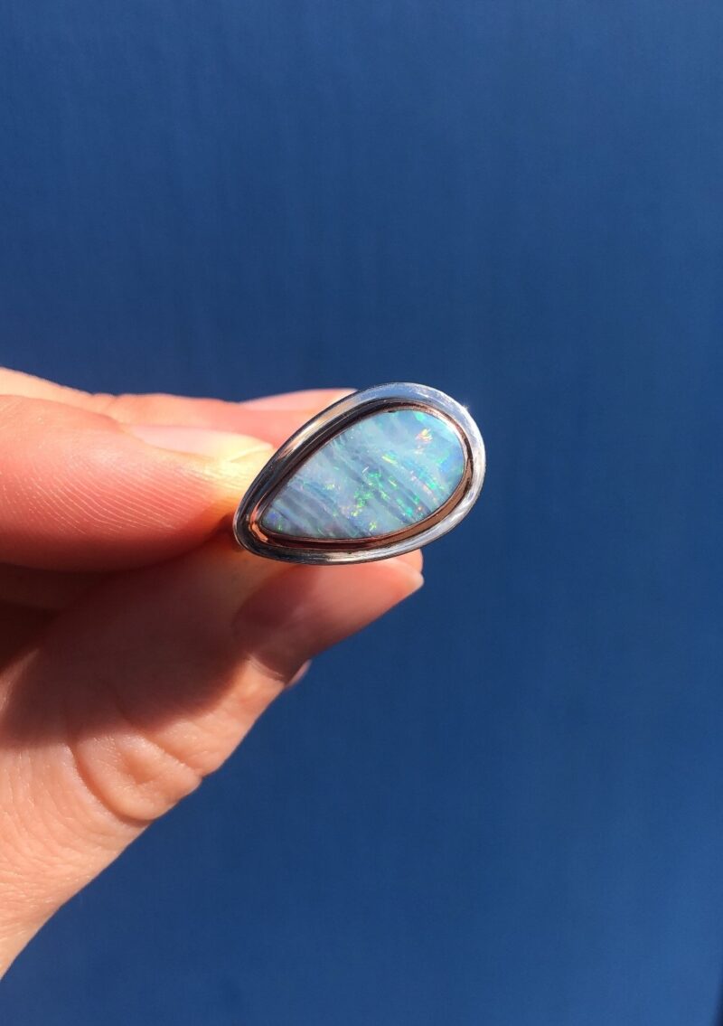 Australian Opal Ring - Silver and Rose Gold
