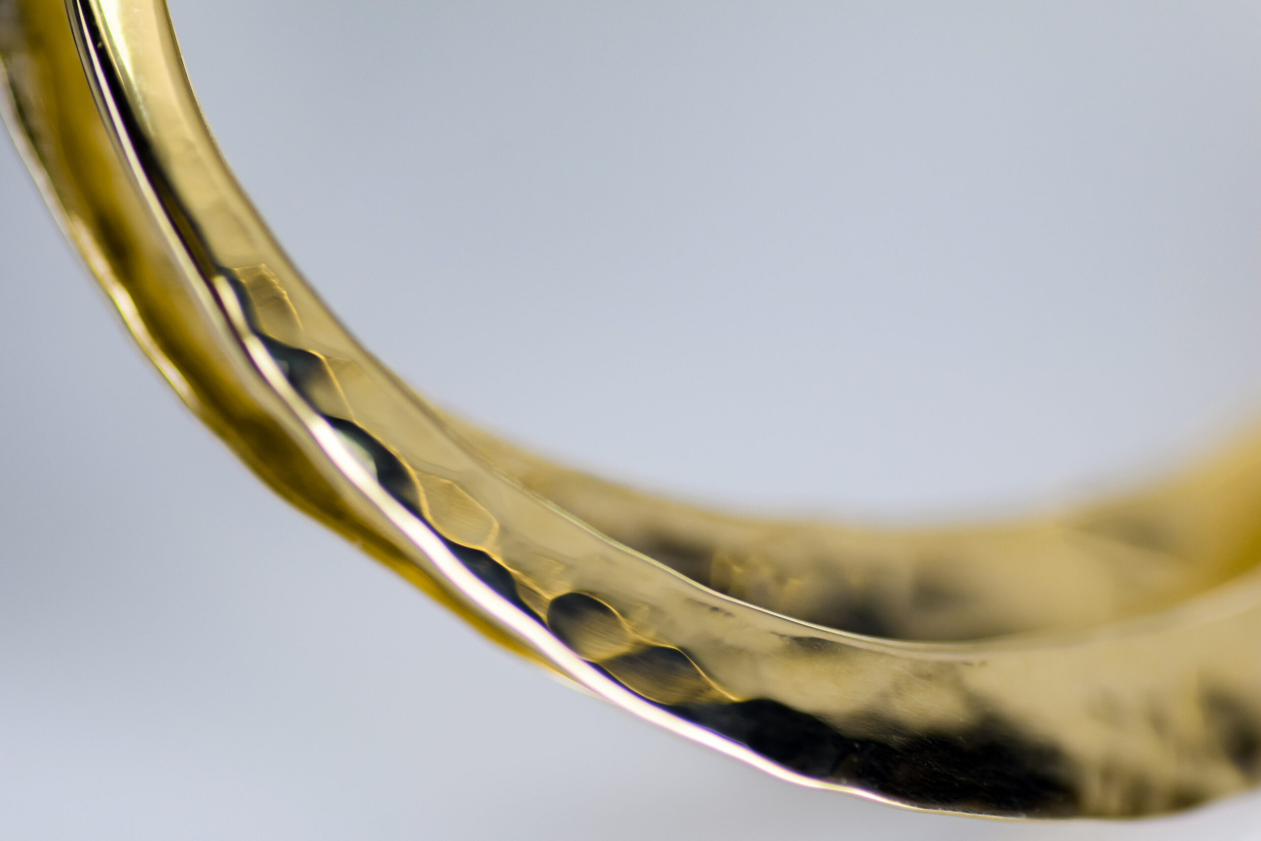 14k Round Hoop Earrings - Dapped Finish - Image 4