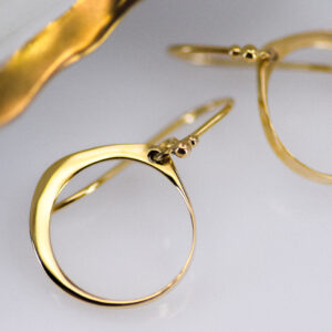 14k Crescent Moon Circle Earrings