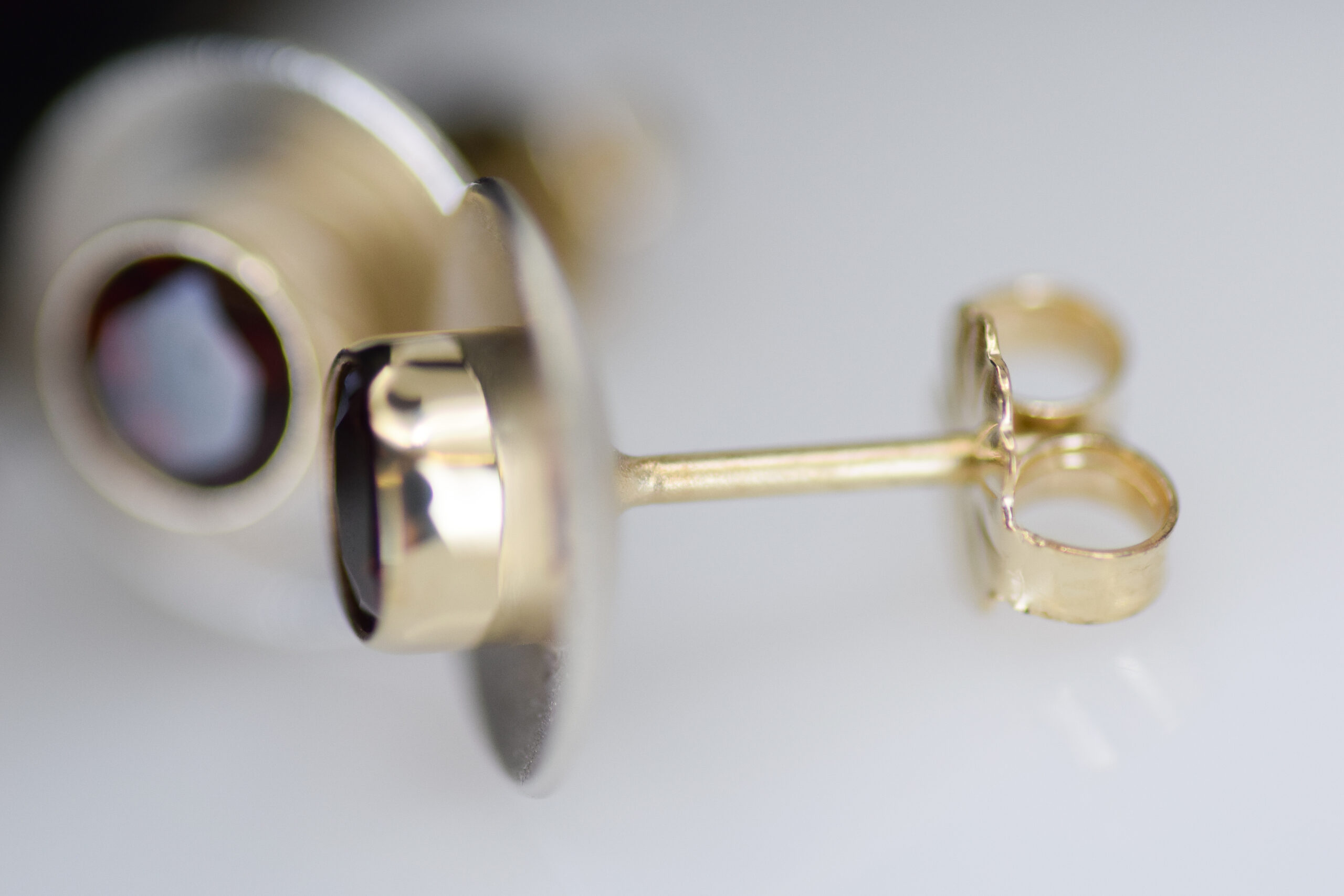 Garnet Mixed Metal Disk Earrings - Image 2