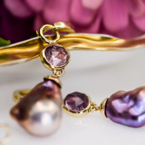 Edison Pearl and Tourmaline Gem Dangles