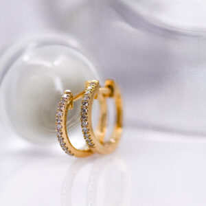 Yellow Gold Diamond Basic Hoops