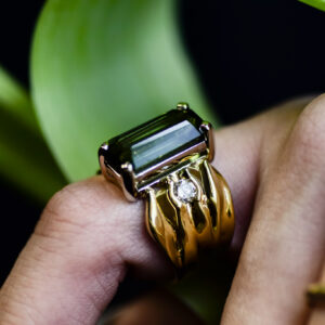 Tourmaline & Diamond Wrinkle Ring