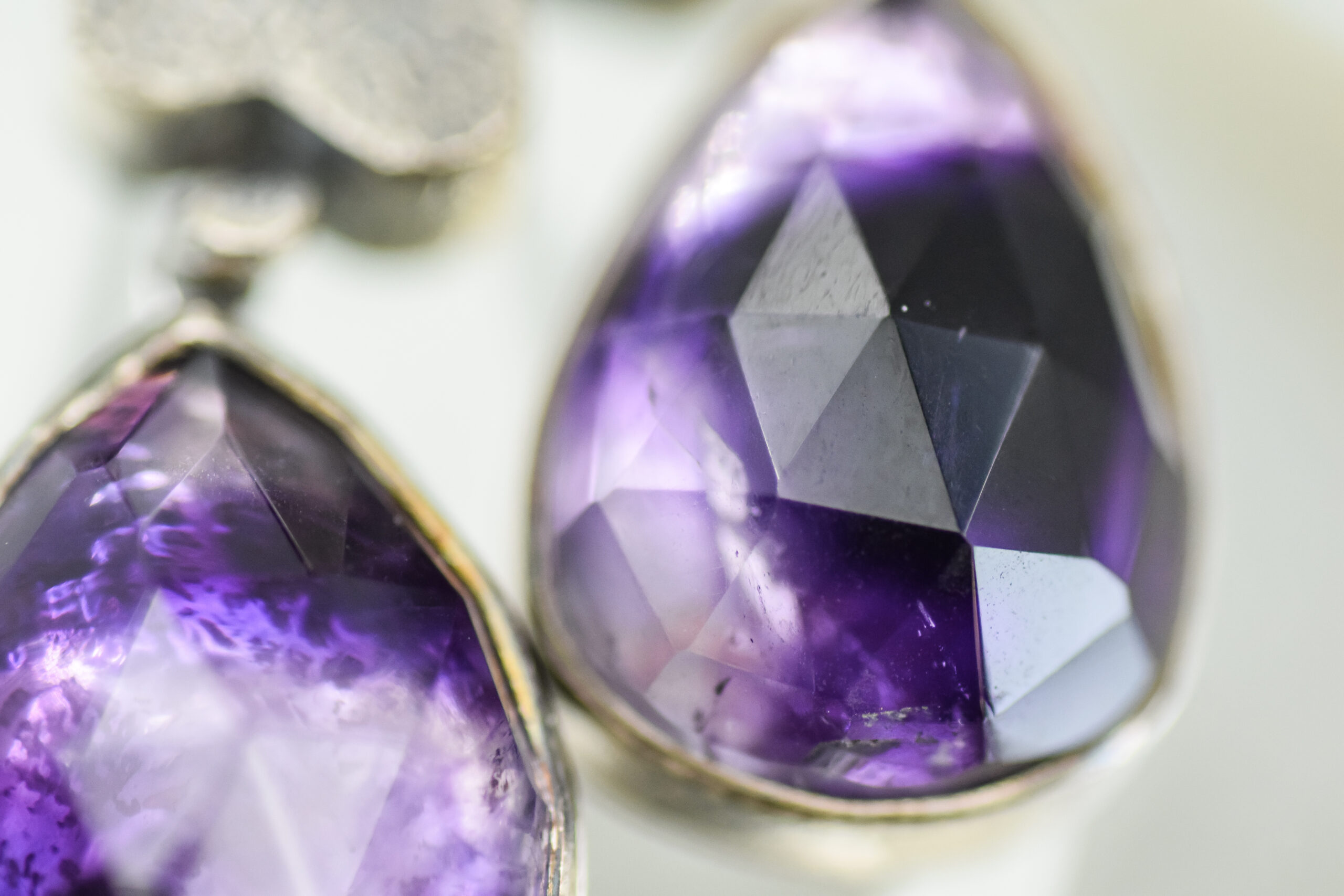 Mixed Metal Amethyst Flower Earrings - Image 3