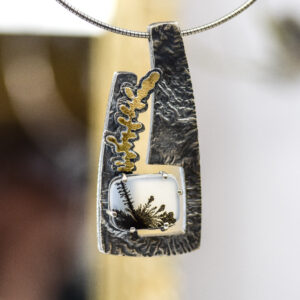 Dendritic Agate Mixed Metal Pendant