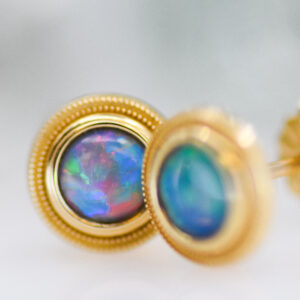 Opal Milgrain Studs