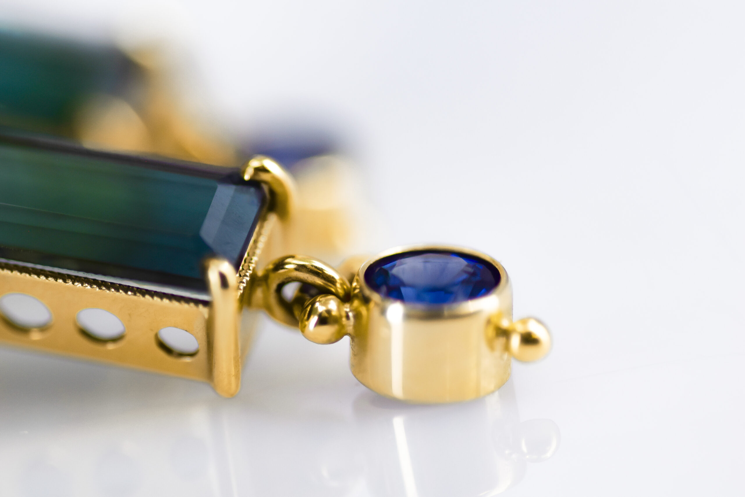 Opal, Indicolite Tourmaline, and Blue Sapphire Earrings - Image 3