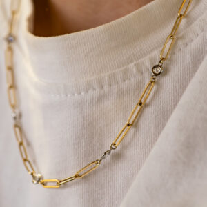 Paperclip & Diamond Multi-Station Necklace