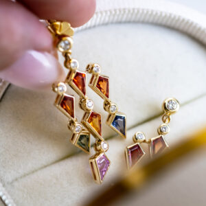 Rainbow Sapphire Cascade Earrings
