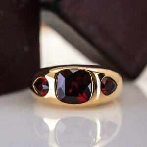 Three-Garnet Signet Ring