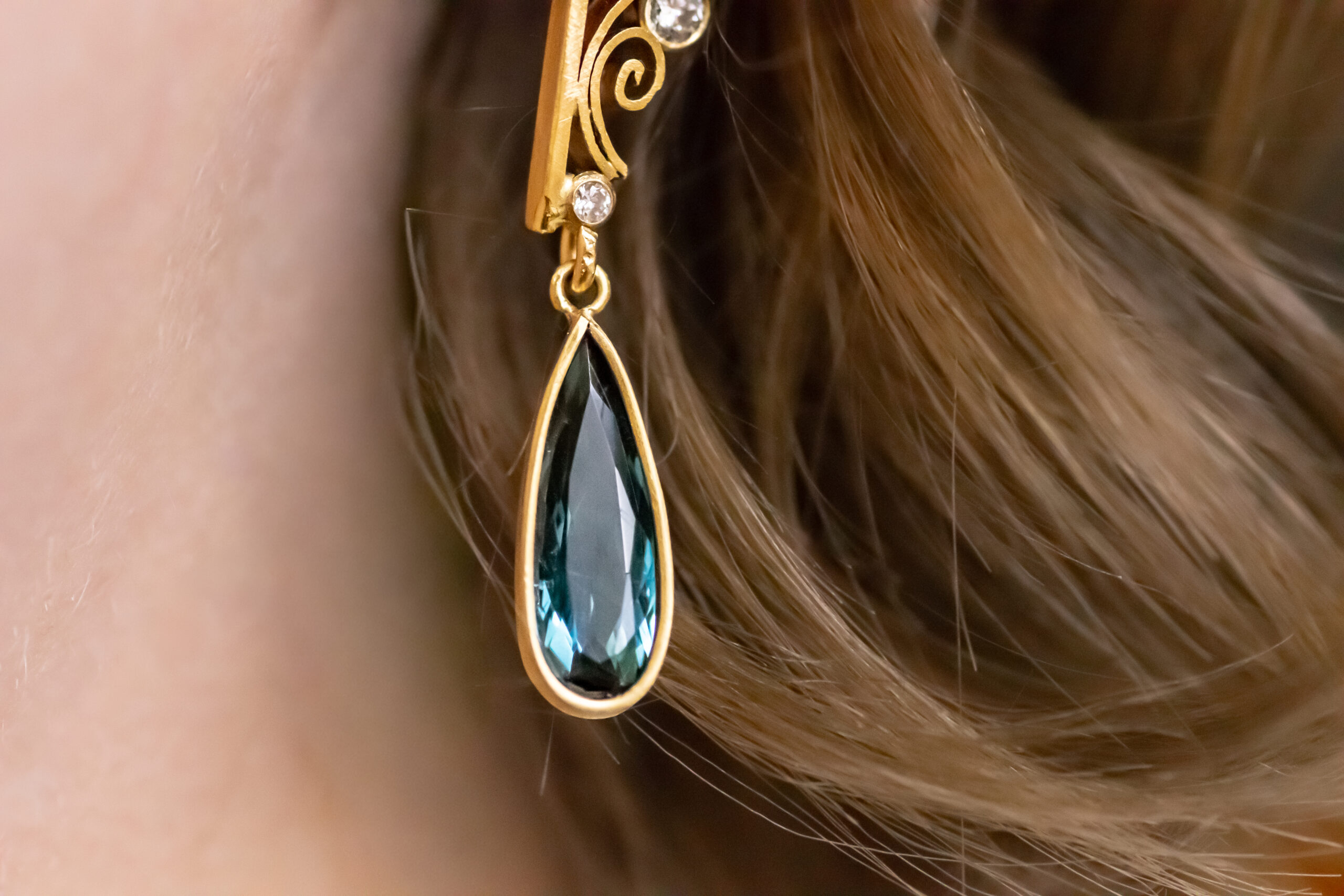Indicolite Tourmaline Quilled Earrings - Image 7
