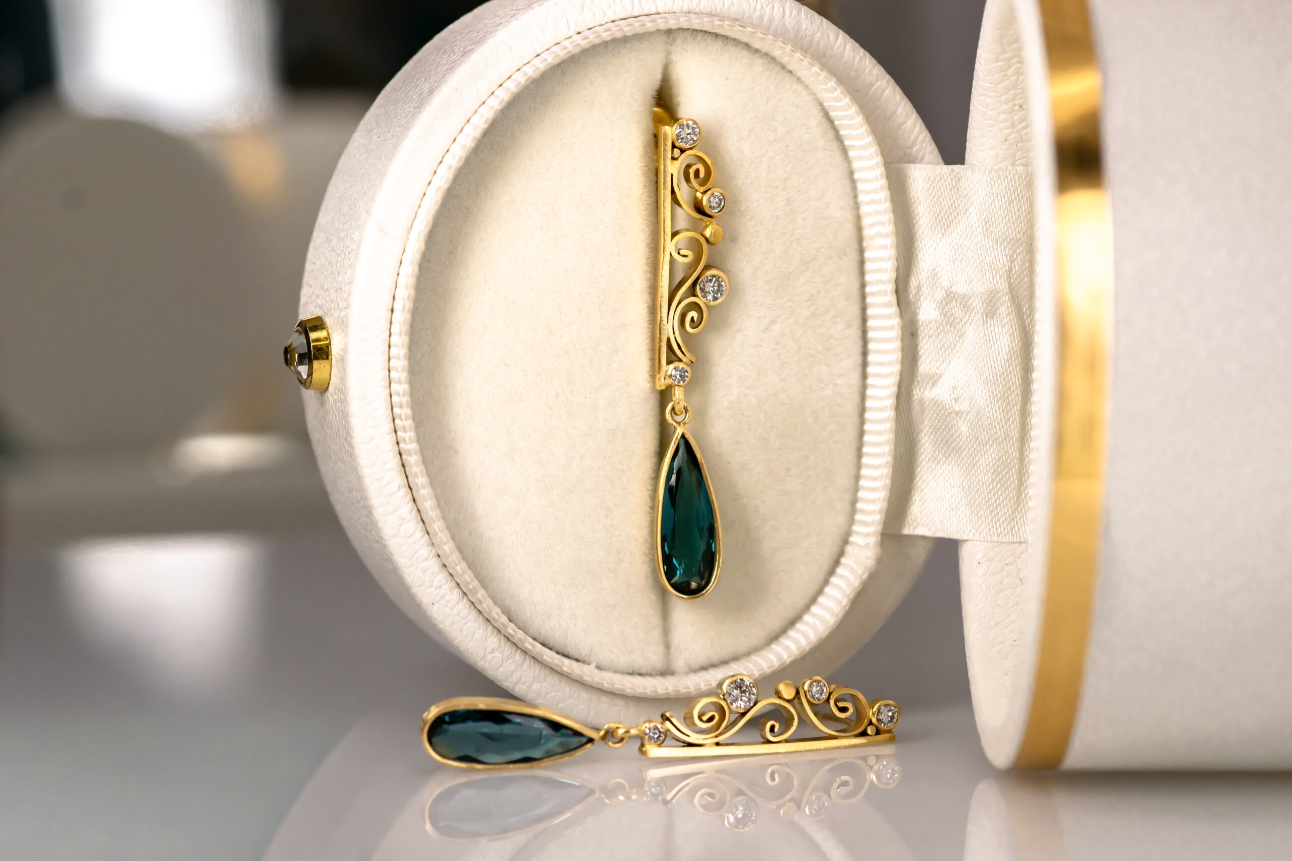 Indicolite Tourmaline Quilled Earrings - Image 2